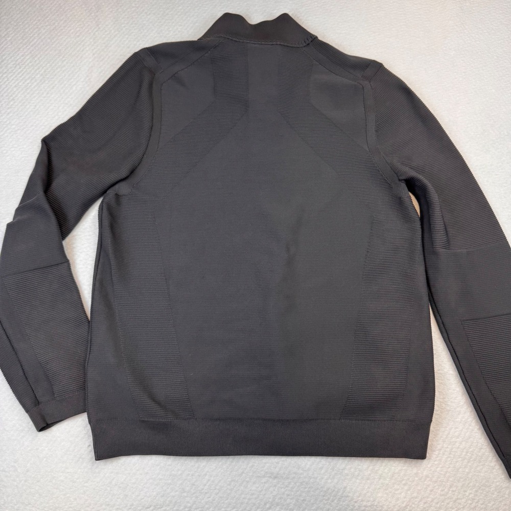 BOSS Hugo Boss Mens Quarter Zip Pullover Sweater Ribbed Texture Charcoal Gray L - Picture 8 of 9